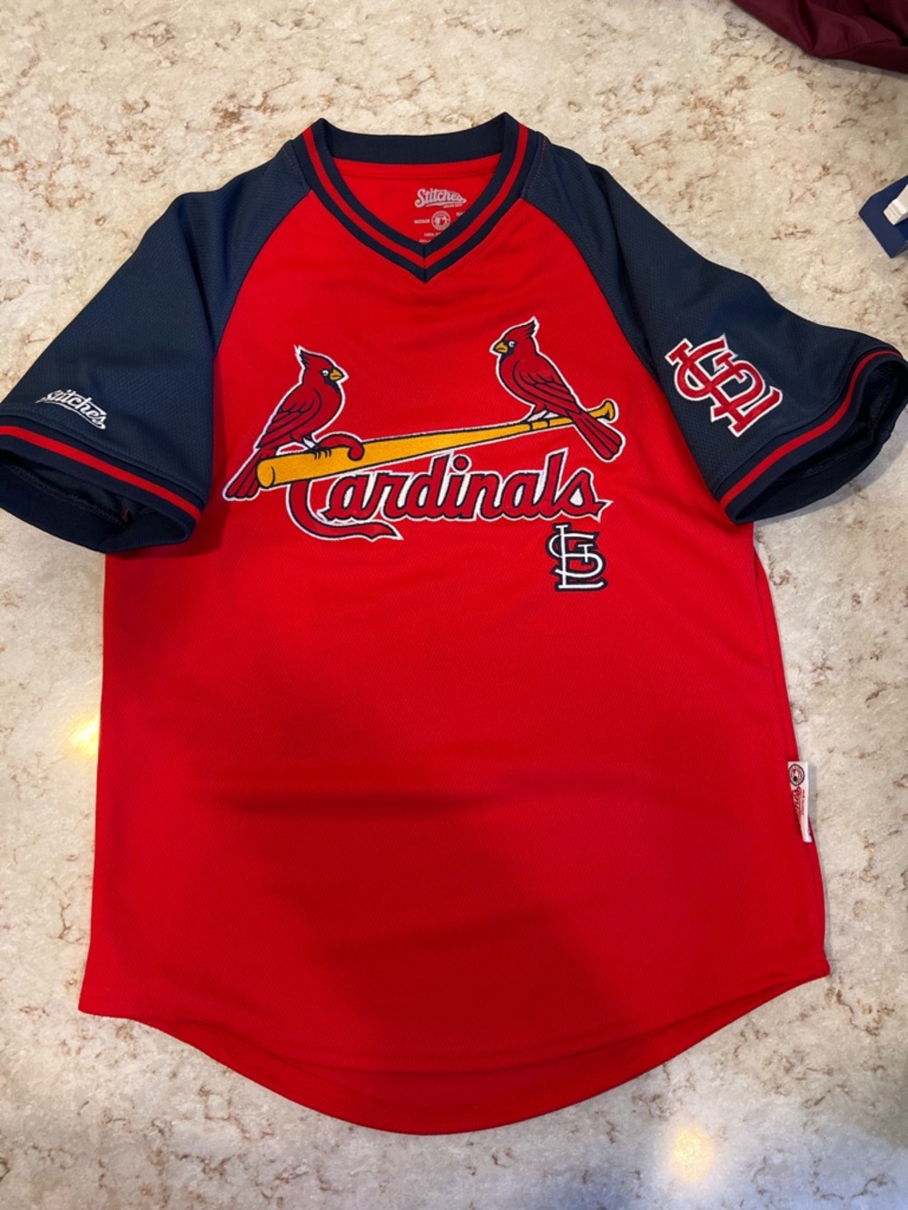 Stitches Red & Navy Cardinals Graphic Kids Jersey